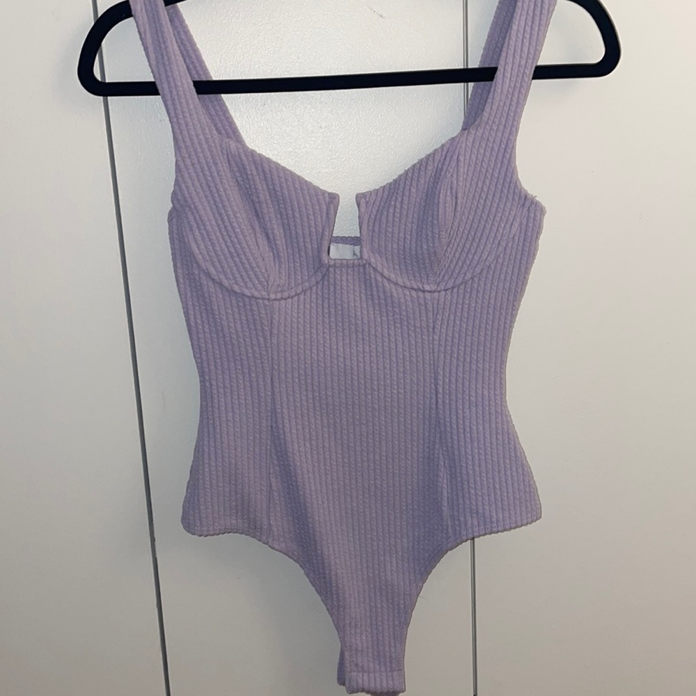 ASTR Light Purple Ribbed Bodysuit